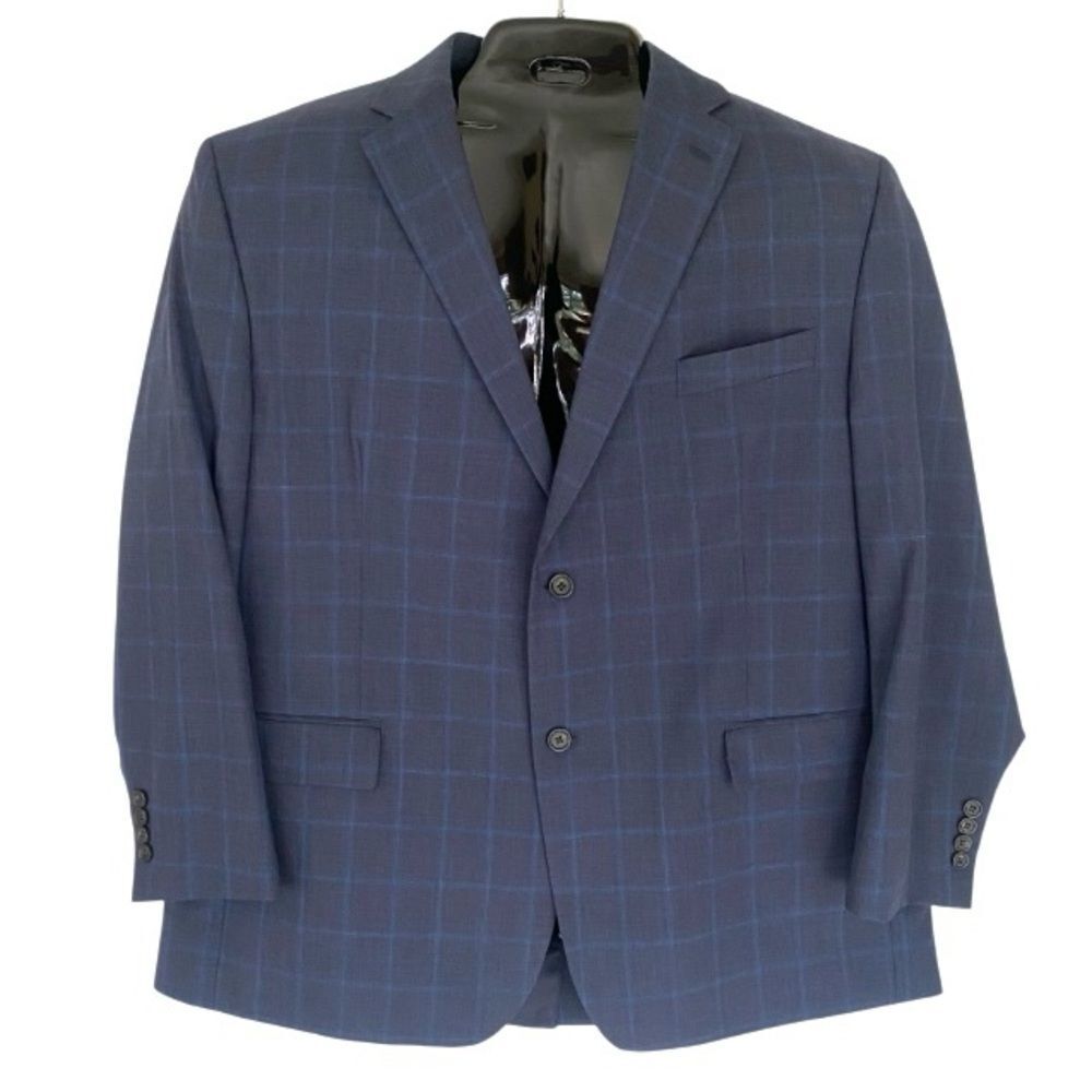 Lauren Ralph Lauren 100% Wool Navy Windowpane Suit Jacket 44R & Pants Set